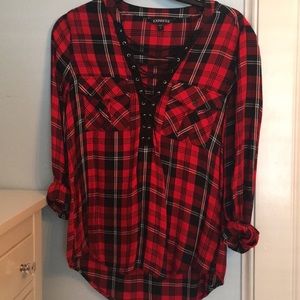 Black and red plaid top from express